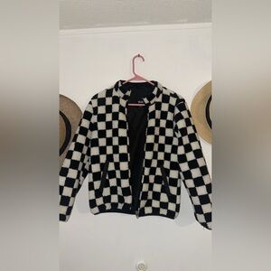 Vans Black and White Checkered Fleece Jacket